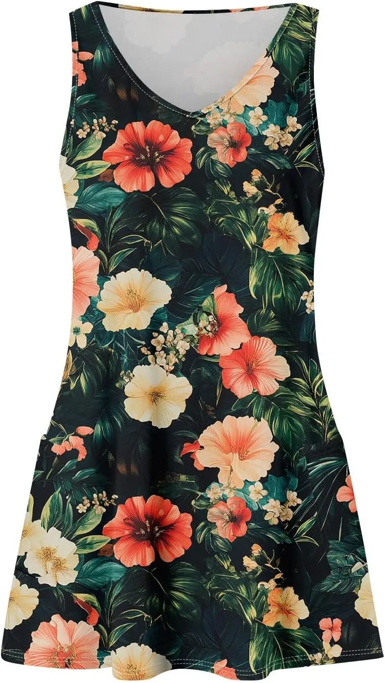 Womens Summer Dresses 2025 Loose V Neck Sleeveless Sundresses Beach Swimsuit Coverup with Pockets