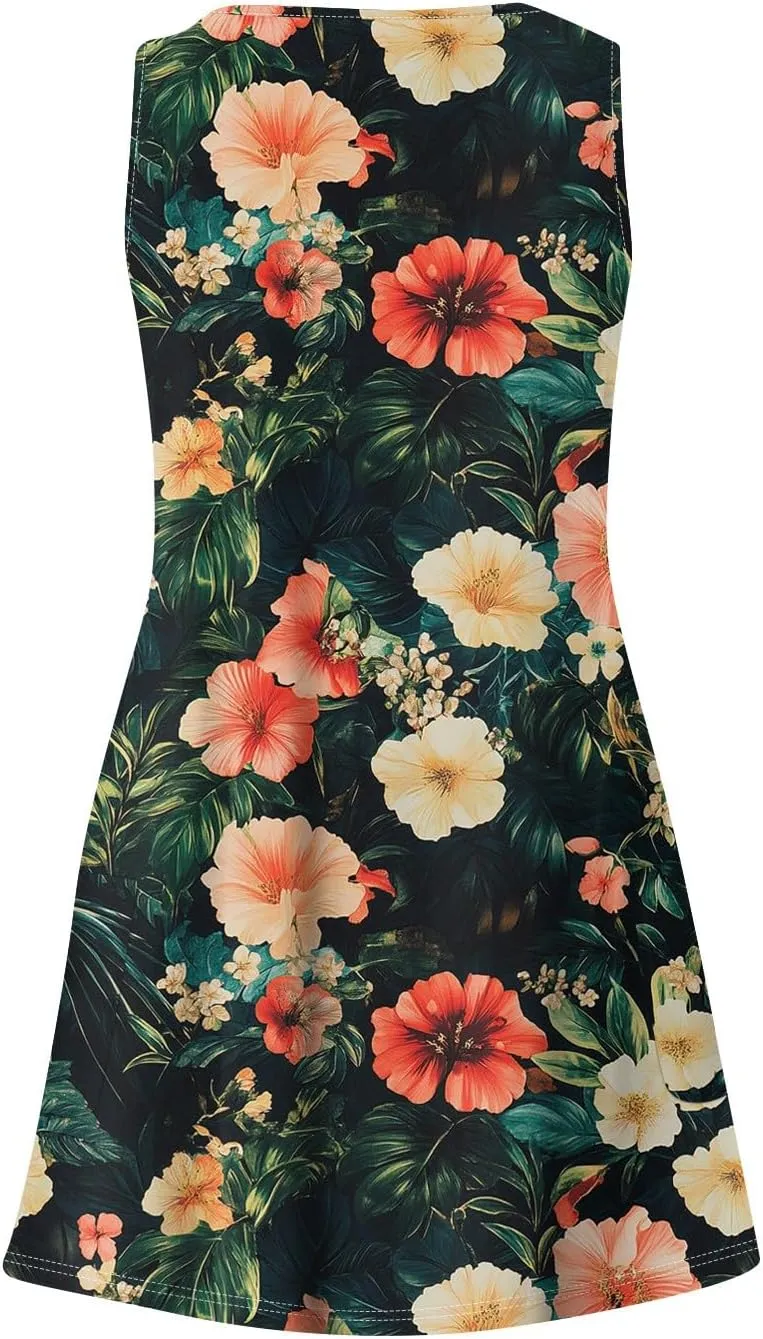 Womens Summer Dresses 2025 Loose V Neck Sleeveless Sundresses Beach Swimsuit Coverup with Pockets