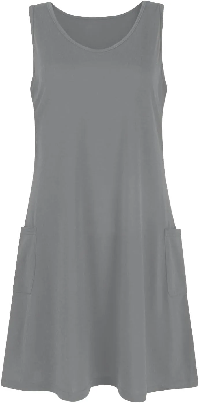 Womens Summer Dresses 2025 Loose V Neck Sleeveless Sundresses Swimsuit Coverup with Pockets