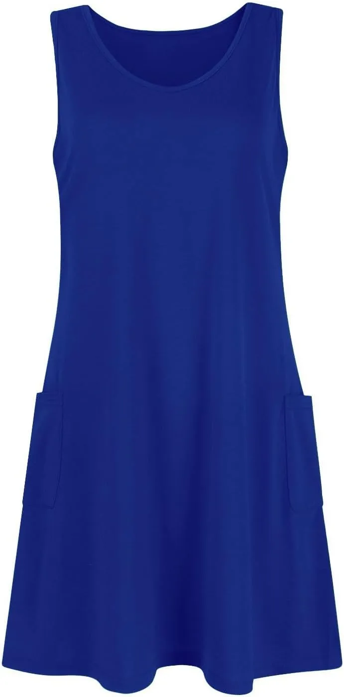 Womens Summer Dresses 2025 Loose V Neck Sleeveless Sundresses Swimsuit Coverup with Pockets