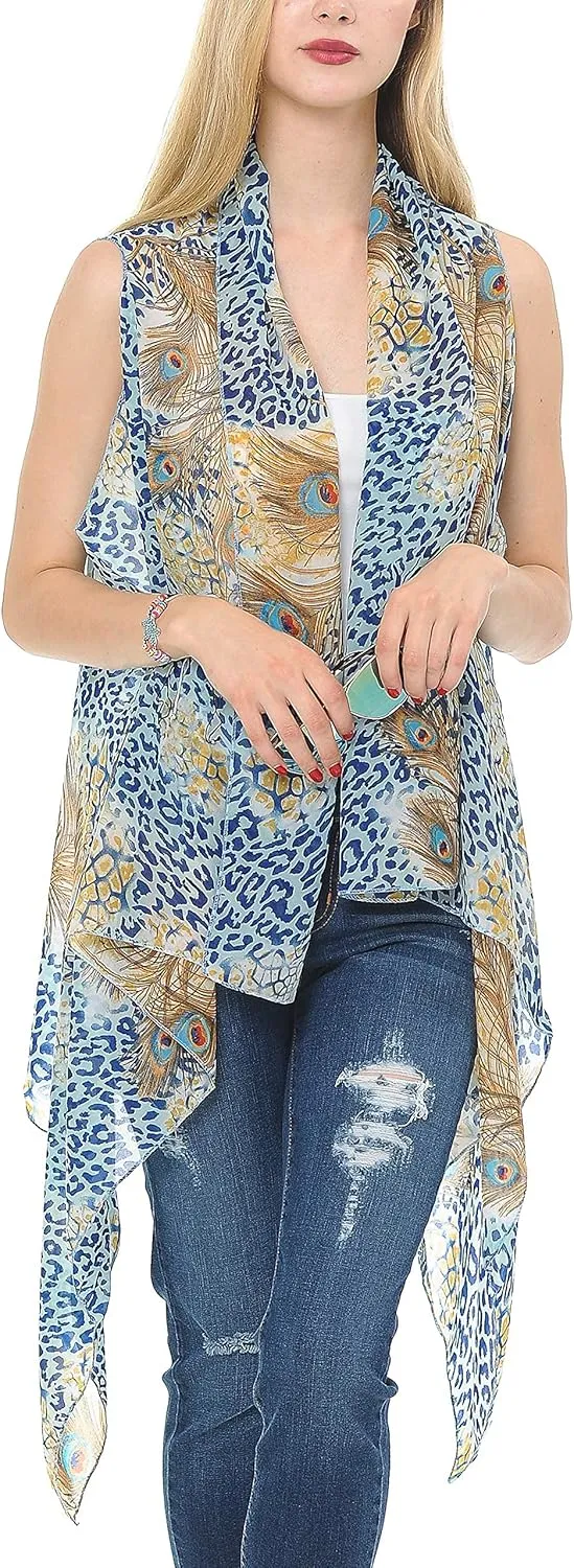 Womens Summer Kimono Vest Long Sheer Sleeveless
