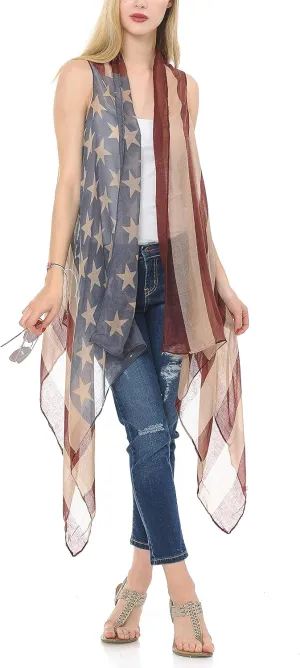 Womens Summer Kimono Vest Long Sheer Sleeveless