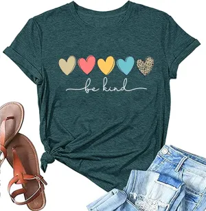 Womens T Shirts Be Kind Shirt Cute Graphic Blessed Shirt Short Sleeve Tees Funny Inspirational Teacher T-Shirt Tops