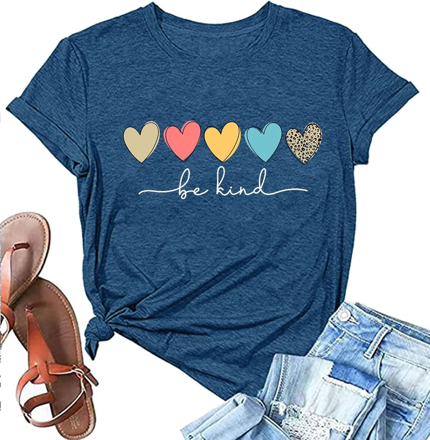 Womens T Shirts Be Kind Shirt Cute Graphic Blessed Shirt Short Sleeve Tees Funny Inspirational Teacher T-Shirt Tops