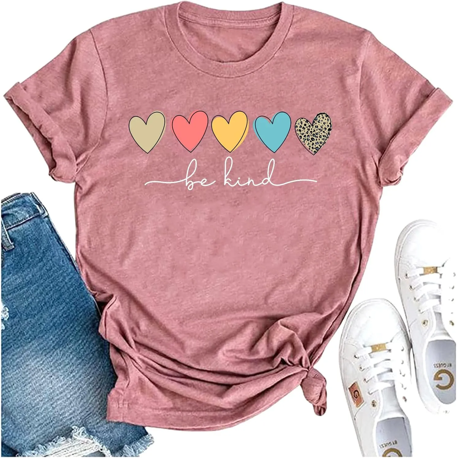 Womens T Shirts Be Kind Shirt Cute Graphic Blessed Shirt Short Sleeve Tees Funny Inspirational Teacher T-Shirt Tops