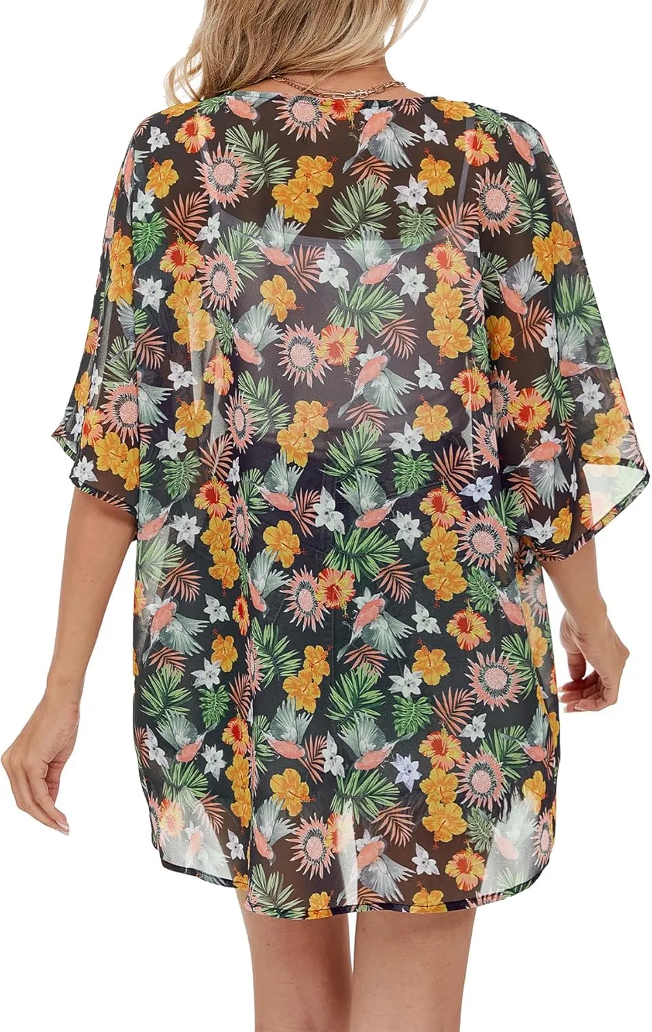 Zando Womens Floral Kimono Cover Ups Short Sleeve Kimono Cardigans Casual Shawl Cardigan Loose Open Front Kimono Tops