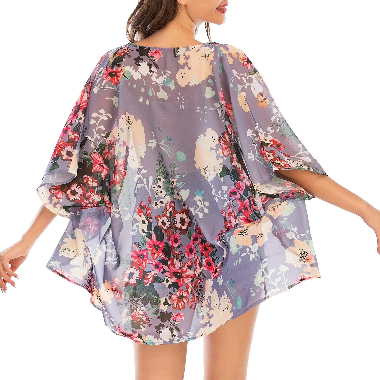 Zando Womens Floral Kimono Cover Ups Short Sleeve Kimono Cardigans Casual Shawl Cardigan Loose Open Front Kimono Tops