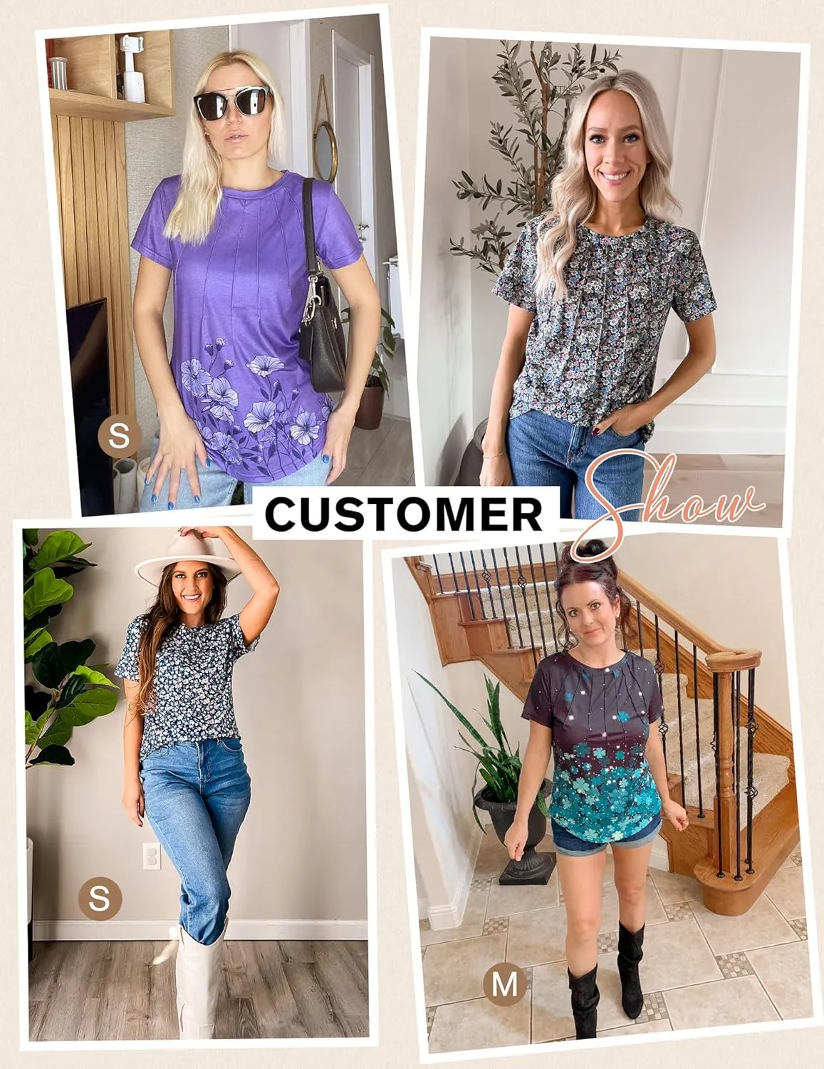 Zeagoo Womens Casual T Shirts for Summer 2025 Short Sleeve Crewneck Tunic Shirts Floral Print Tops Pleated Dressy Blouse