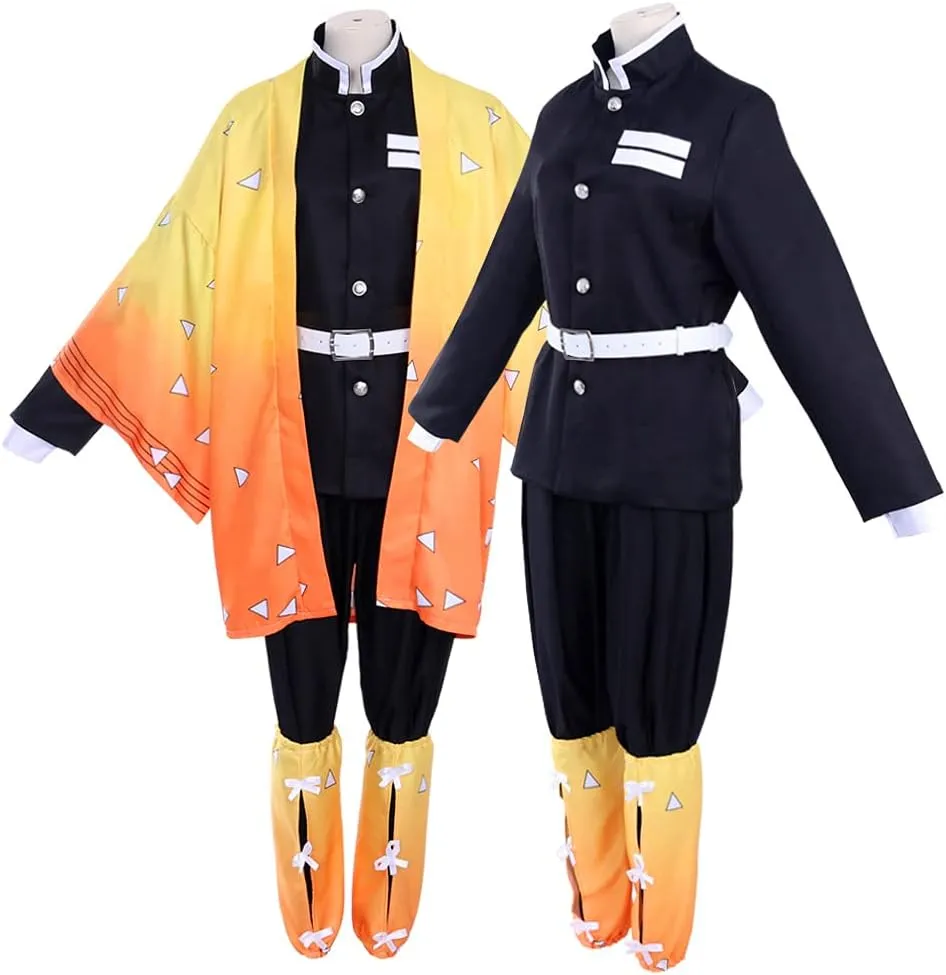 Zenitsu Cosplay Anime Costume Adult Outfit Zenitsu Kimono Cloak for Halloween Party Cosplay Women